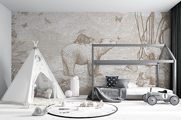 Bear and animals in a forest Bear and animals in a forest