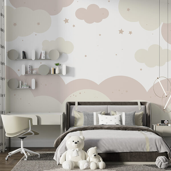 Nuages et étoiles roses et blanches Nuages et étoiles roses et blanches