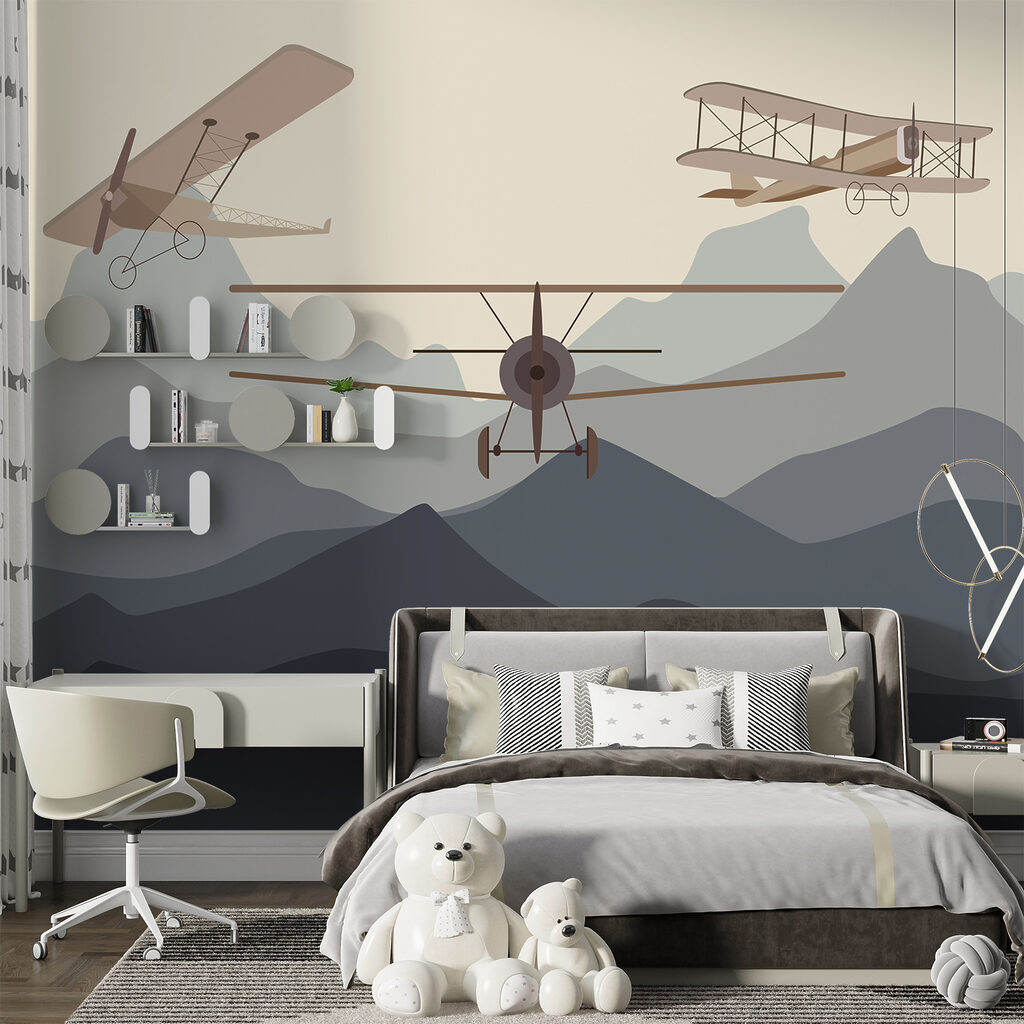 Two airplanes flying in the air Two airplanes flying in the air