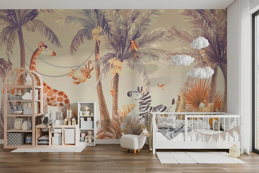 Girafe et zèbre dans la jungle Girafe et zèbre dans la jungle