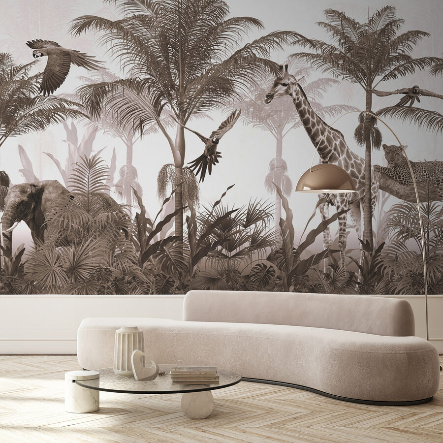 Papier peint Girafes et perroquet dans une forêt – Image 4