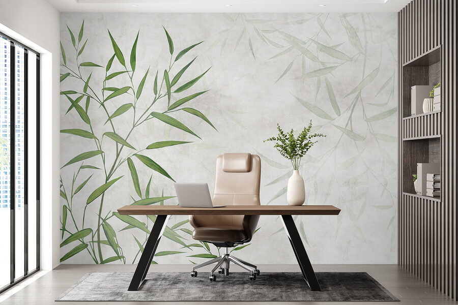 Feuilles vertes sur fond blanc