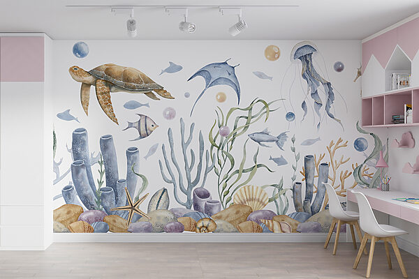 Vie marine avec poissons et algues Vie marine avec poissons et algues
