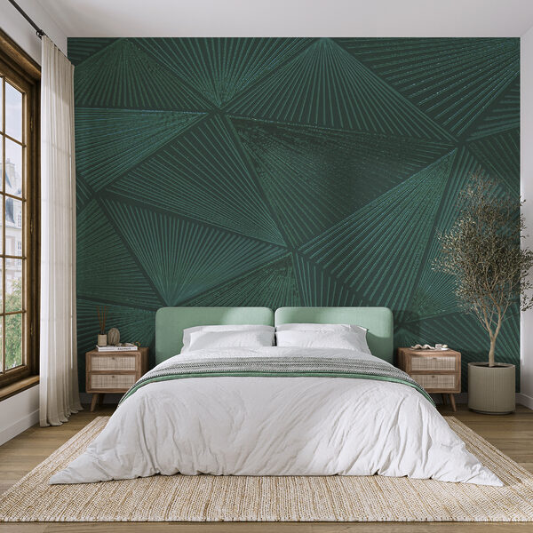 Motif triangulaire vert sur une surface verte Motif triangulaire vert sur une surface verte