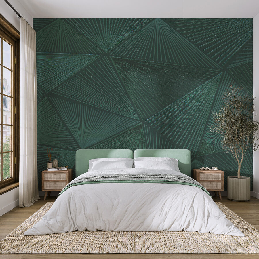Motif triangulaire vert sur une surface verte