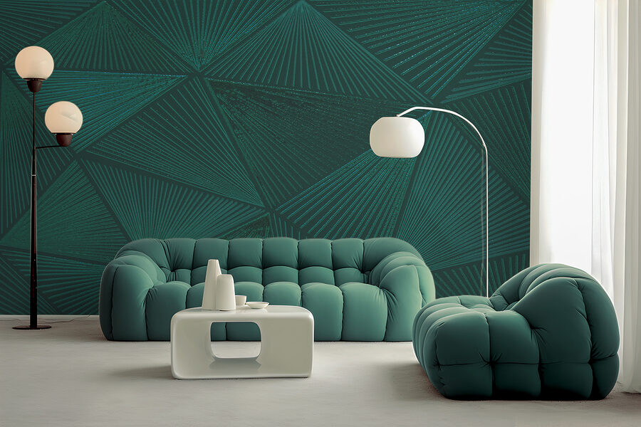 Motif triangulaire vert sur une surface verte