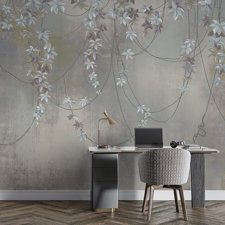 Papier peint avec des fleurs blanches