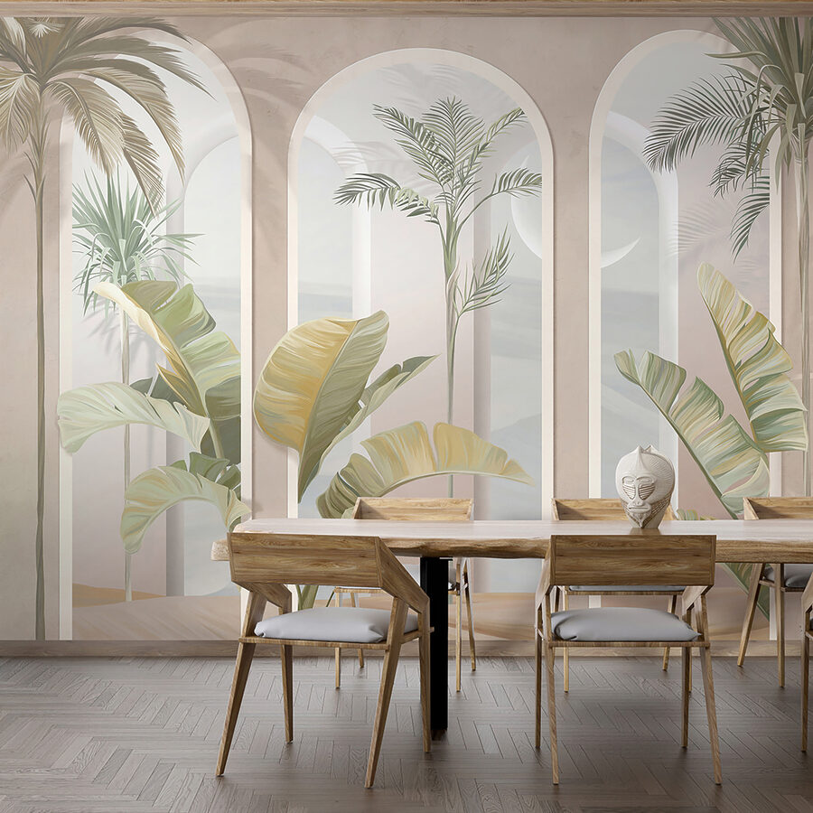 Murale d'une chambre avec des palmiers