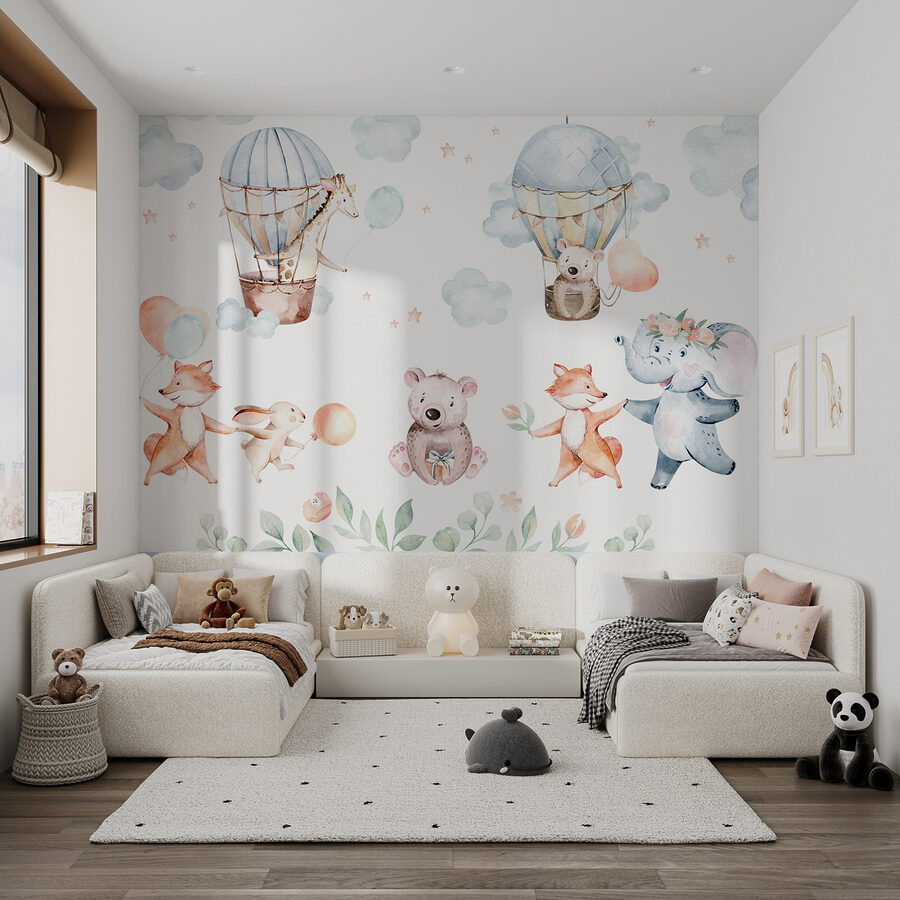 Ensemble d'animaux en aquarelle