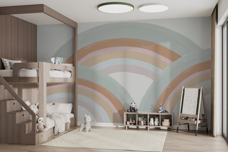 Arcs-en-ciel peints en couleurs pastel