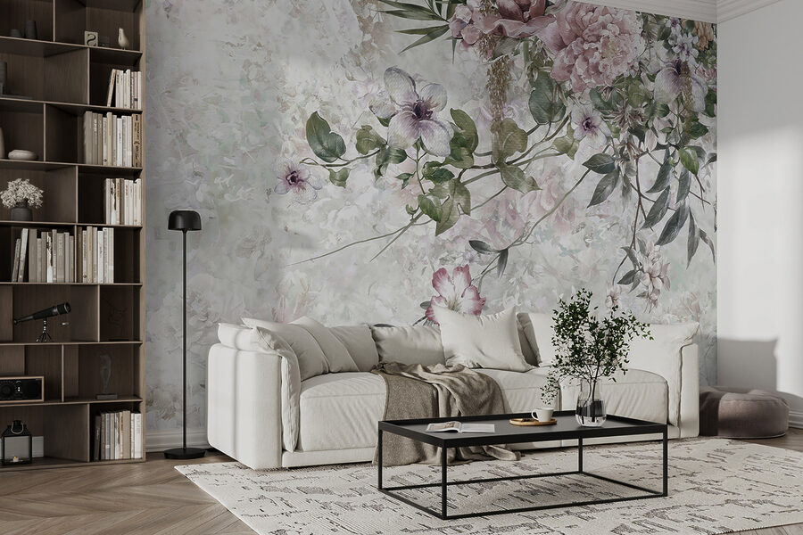 Peinture de fleurs sur fond blanc