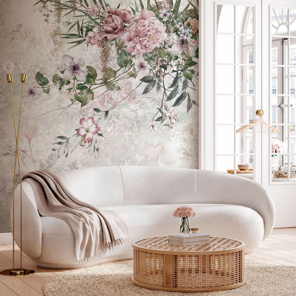 Painting of flowers on a white background Painting of flowers on a white background