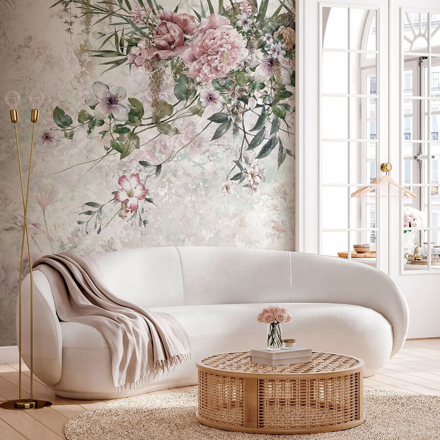 Peinture de fleurs sur fond blanc