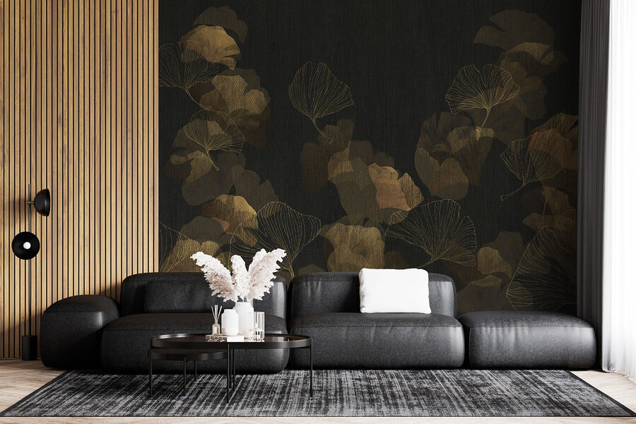 Feuilles élégantes sur fond sombre