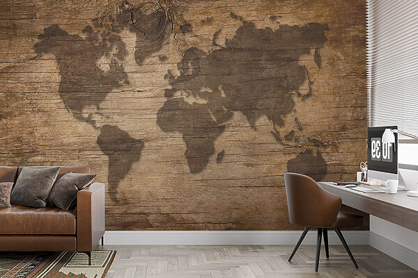 Carte du monde sur une surface en bois u96820pig29mr 600x400 - Carte du monde sur une surface en bois
