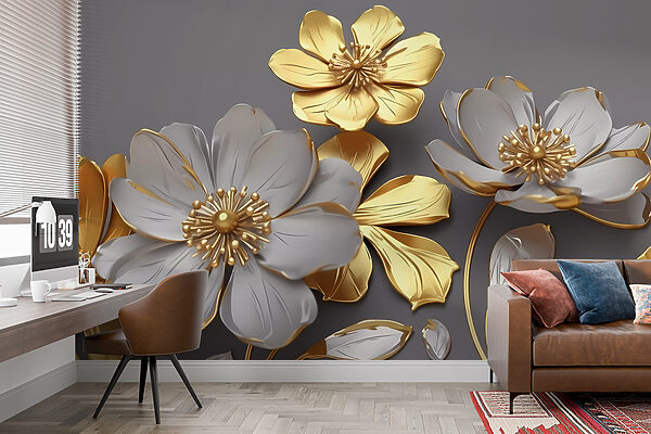 Groupe de fleurs sur fond gris Groupe de fleurs sur fond gris
