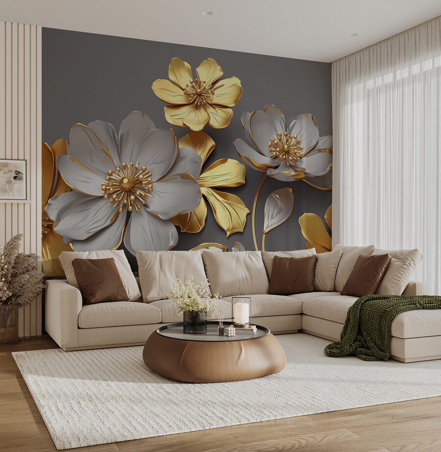 Groupe de fleurs sur fond gris