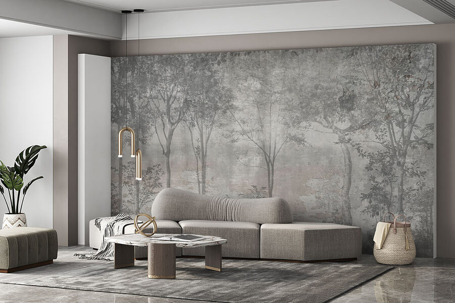 Une photo d'arbres en gris et blanc Une photo d'arbres en gris et blanc