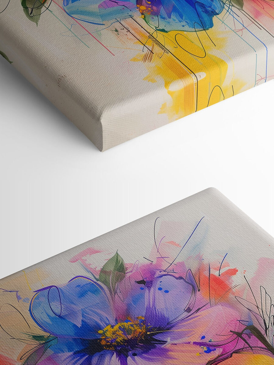 Tableaux Peinture de fleurs sur une surface blanche – Image 8