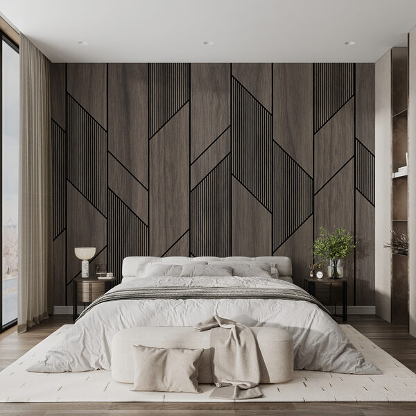 Un panneau de bois avec des lignes noires Un panneau de bois avec des lignes noires
