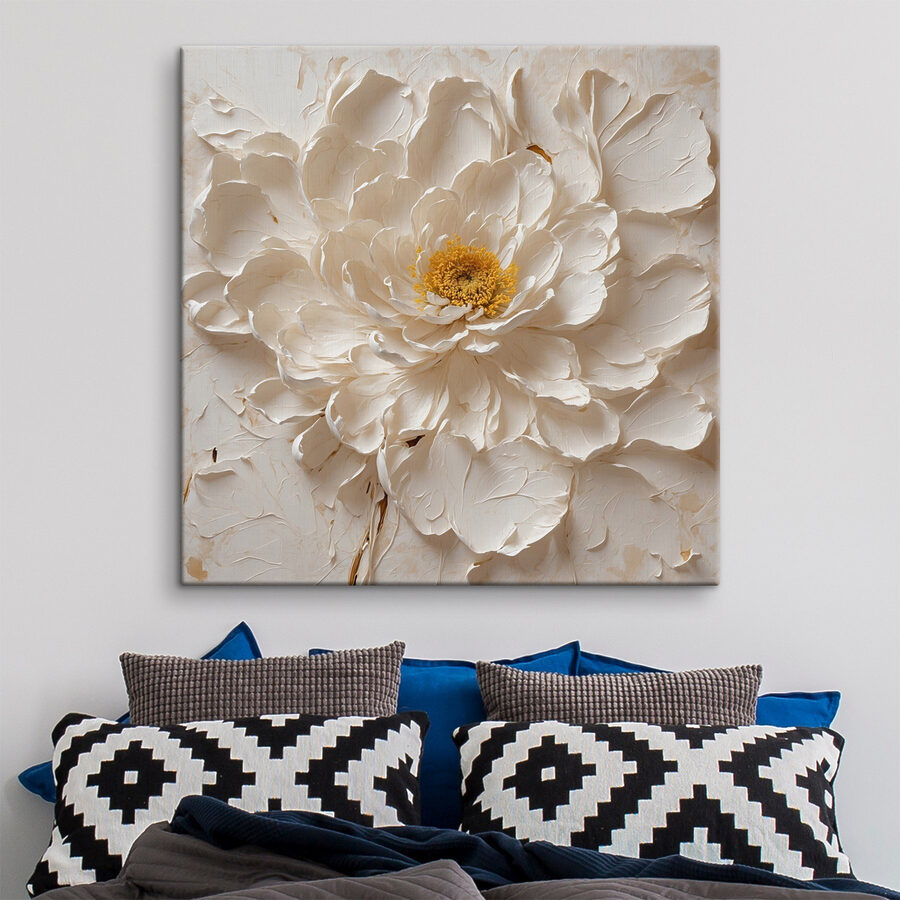 Tableaux Fleur blanche avec un centre jaune – Image 9