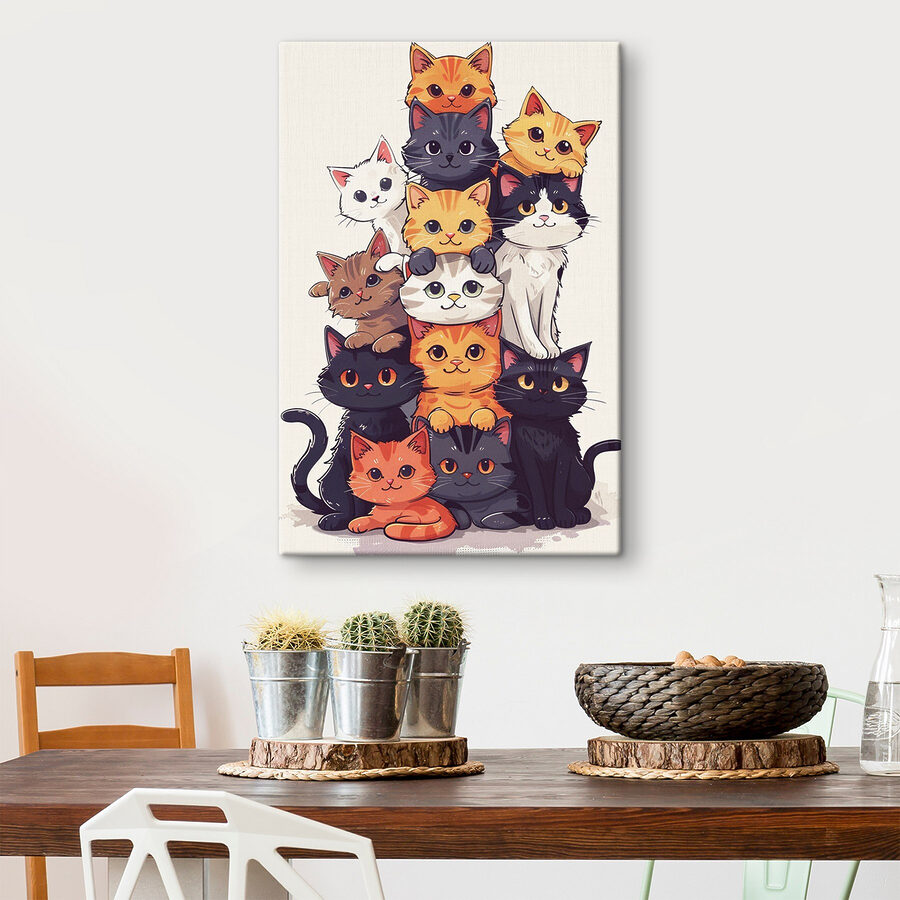 Groupe de chats empilés