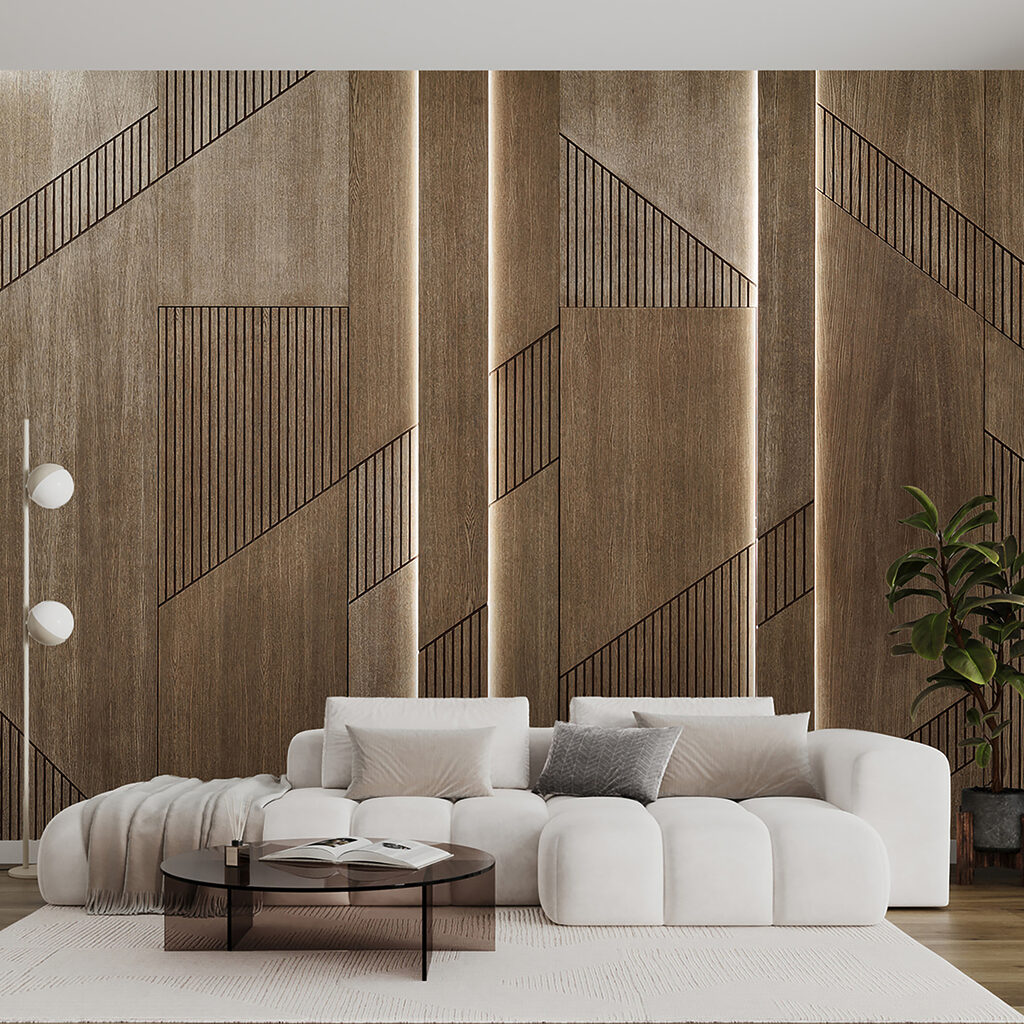 Elegant geometric design on wood panels Elegant geometric design on wood panels