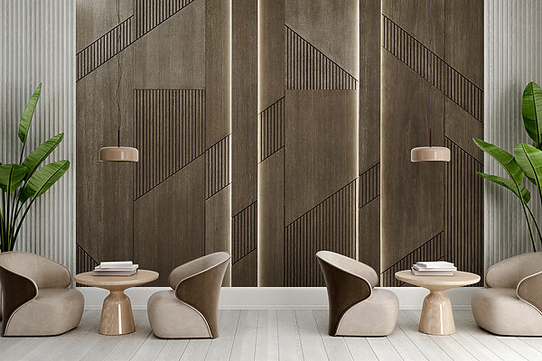 Elegant geometric design on wood panels Elegant geometric design on wood panels