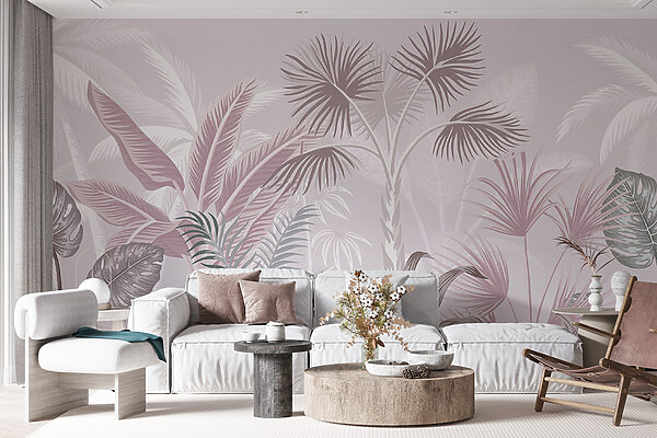 Feuillage tropical dans des tons doux et pastel. Feuillage tropical dans des tons doux et pastel.