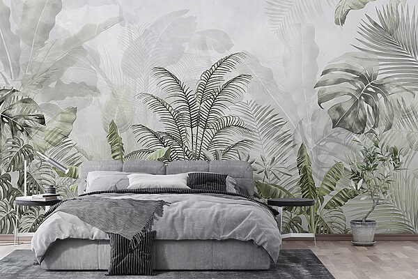 Un papier peint avec des plantes Un papier peint avec des plantes
