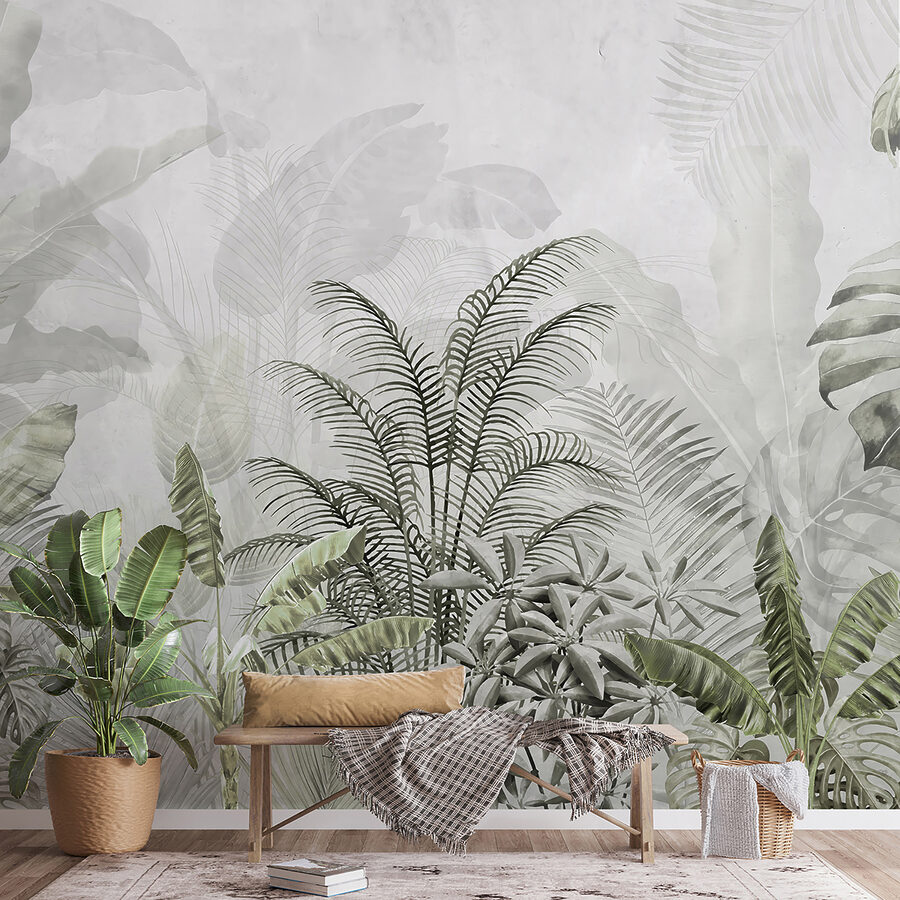 Un papier peint avec des plantes
