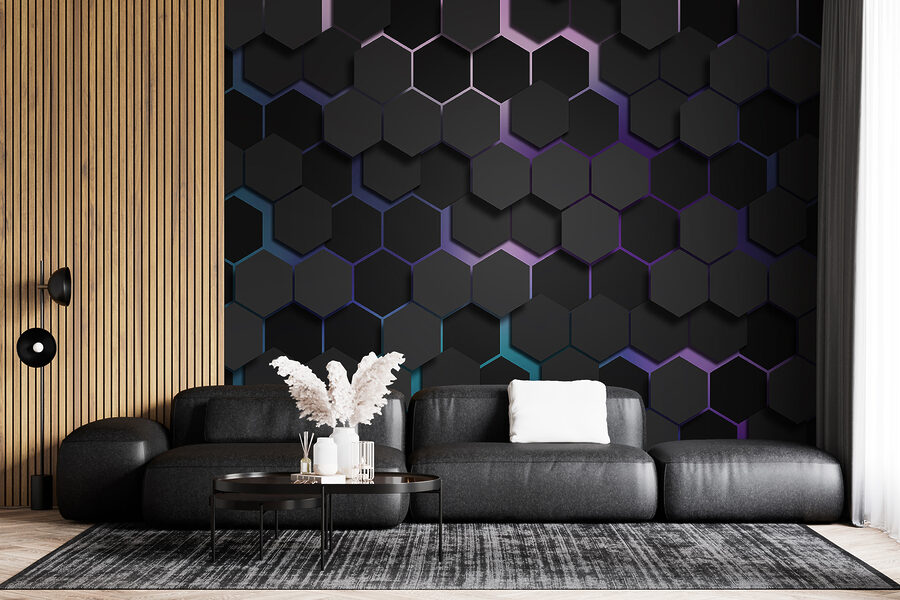 Papier peint Un groupe d'hexagones noirs – Image 2