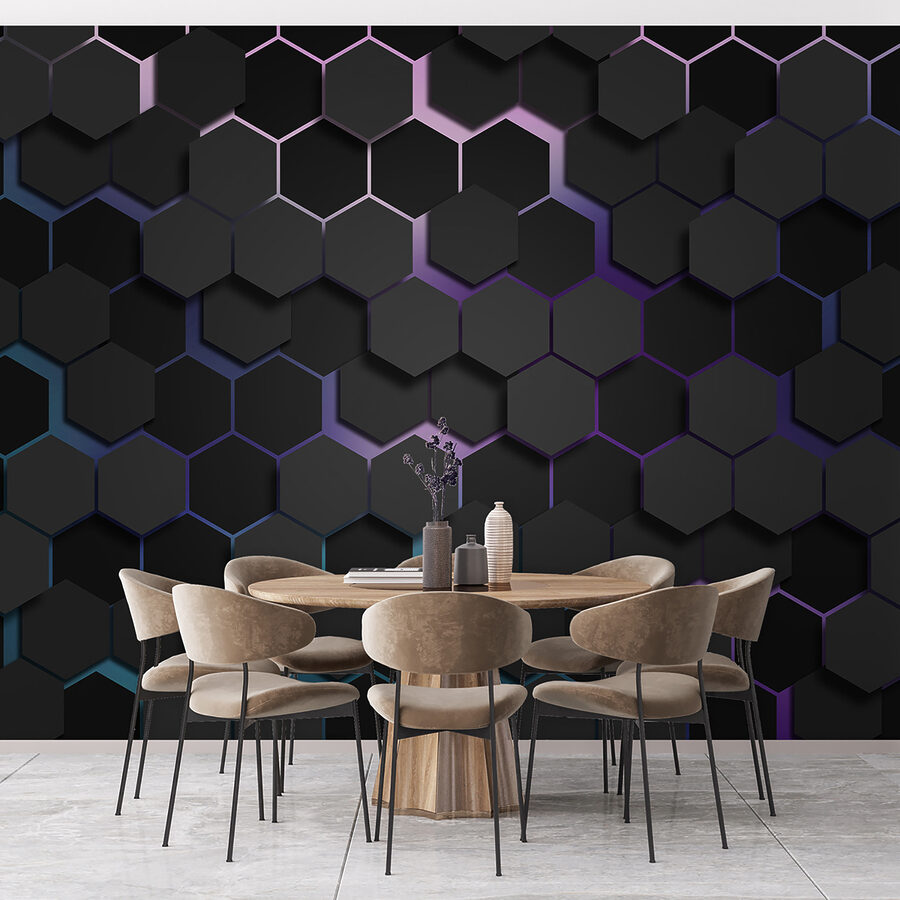 Papier peint Un groupe d'hexagones noirs – Image 3