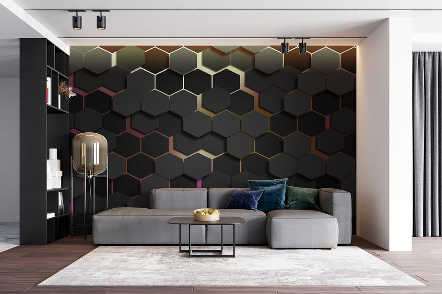 Un groupe d'hexagones noirs