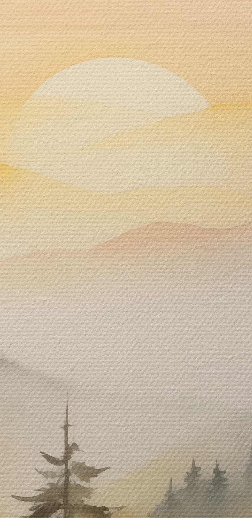 Aquarelle d'une forêt et de montagnes