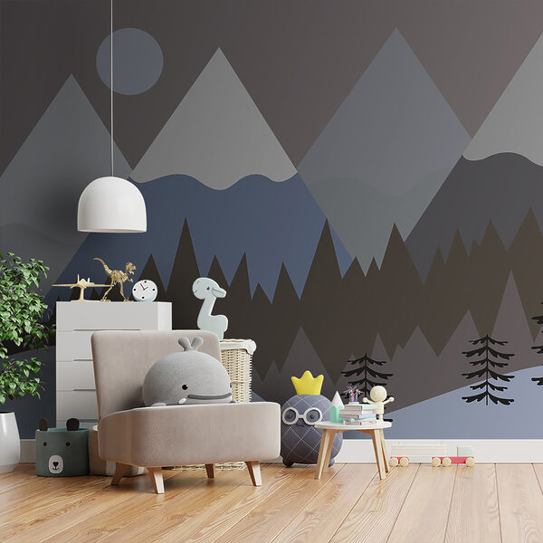 Un paysage de montagne avec des arbres et de la neige Un paysage de montagne avec des arbres et de la neige