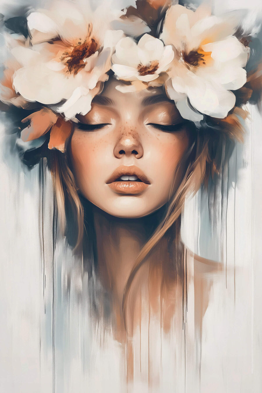 Femme avec des fleurs dans les cheveux
