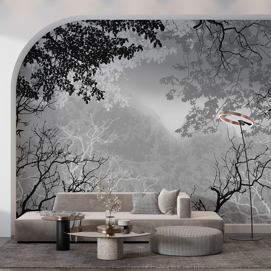 Un groupe d'arbres avec des branches et des feuilles