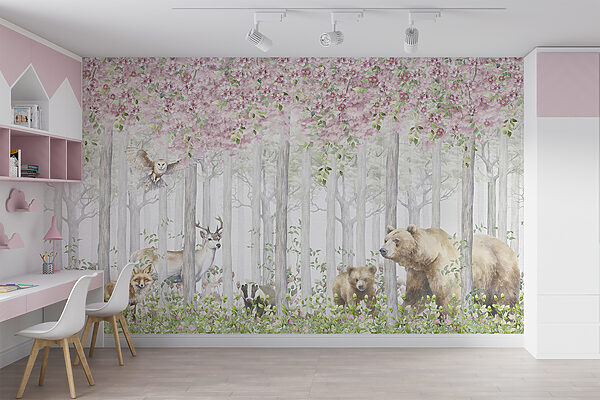 Une peinture d'animaux dans les bois Une peinture d'animaux dans les bois