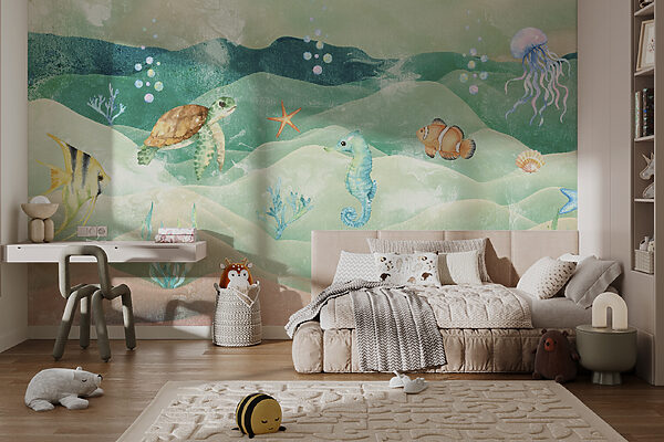 Vie marine avec hippocampes et algues Vie marine avec hippocampes et algues