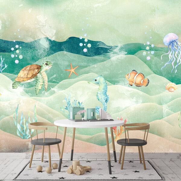 Vie marine avec hippocampes et algues Vie marine avec hippocampes et algues