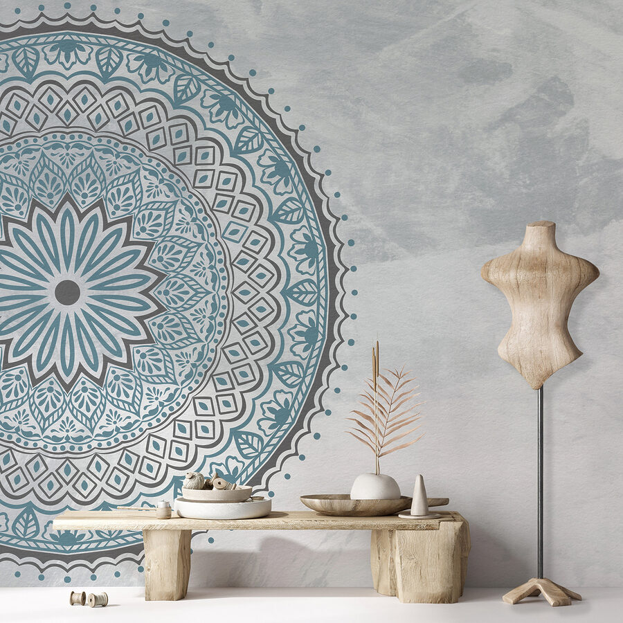 Papier peint Un mandala bleu et gris – Image 3