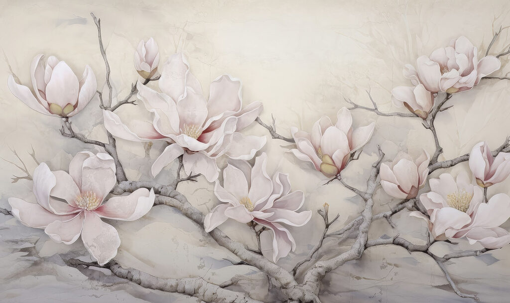 Peinture de fleurs sur une branche Peinture de fleurs sur une branche