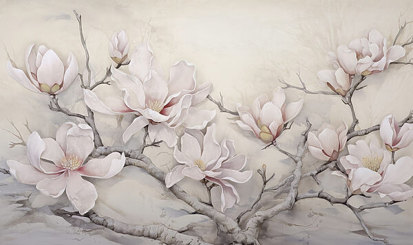 Peinture de fleurs sur une branche Peinture de fleurs sur une branche
