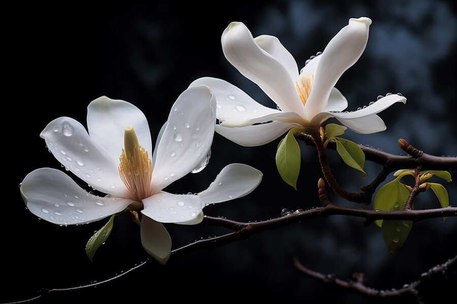 Fleurs délicates ornées de gouttelettes