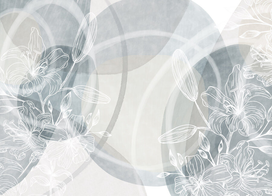 Fleurs blanches sur fond gris