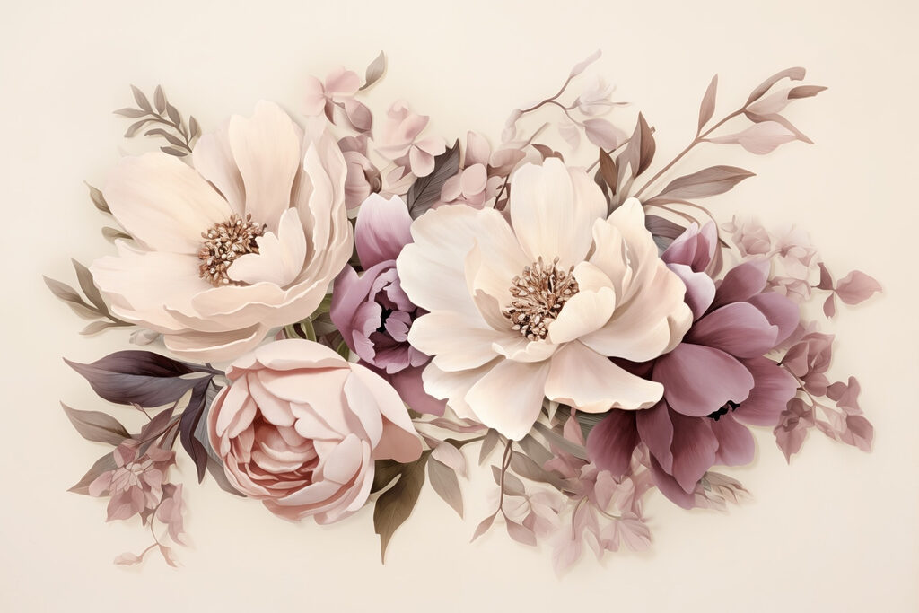 Groupe de fleurs sur fond blanc Groupe de fleurs sur fond blanc