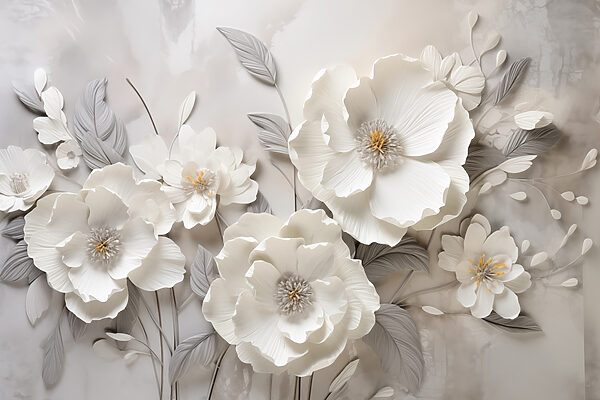 Fleurs blanches sur un mur Fleurs blanches sur un mur