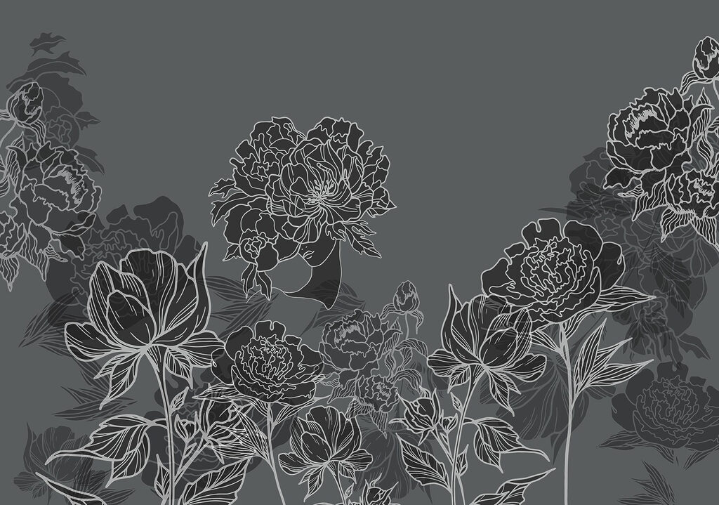 Groupe de fleurs sur fond gris Groupe de fleurs sur fond gris