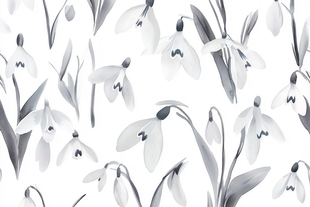 Fleurs blanches et feuilles grises Fleurs blanches et feuilles grises